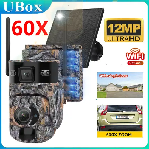 INQMEGA 12MP 60X Optical Zoom 4G/ WiFi Solar Camera Outdoor Camouflage PTZ Cameras Surveillance CCTV Solar Hunting Camera Ubox - Image 14