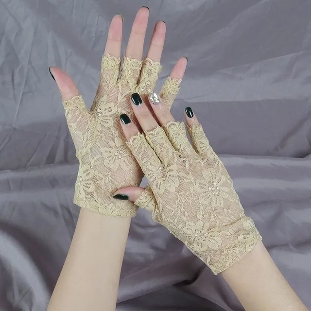 Black Fingerless Sexy Lace Gloves Women Sun Protection Gloves Women Driving Mittens For Bride Ladies Half Finger Fishnet Gloves 3