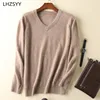 LHZSYY Men's 100% Mink Cashmere Large Size Sweaters Autumn Winter Solid V-neck Casual Knit Pullovers Men Long Sleeve Warm Jumper 2