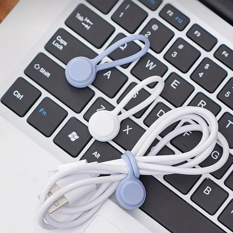 Cable Ties Reusable Magnetic Cable Ties Cord Organizer Silicone Magnetic Cord Ties for Bundling Stuff Book Marker Fridge Magnets