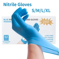 50/100PCS Blue Nitrile Gloves for Hairdressing Manicure Washing Cars Waterproof Dishwashing Kitchen Bathroom Tools Latex Free 1