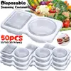 Double Compartment Seasoning Container with Lid Transparent Disposable Dressing Sealed Containers Spice Jars Kitchen Organizer 1