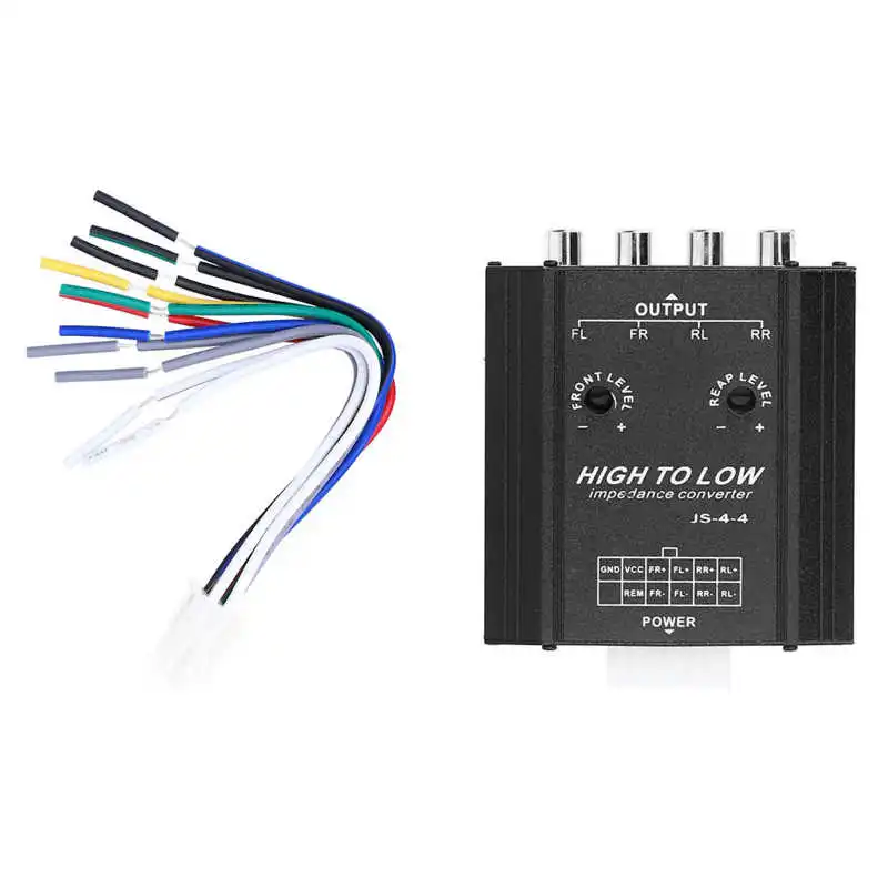 Car 12v 4 Plastic Channel Audio Impedance Converter High To Low Rca Line Car Stereo Radio