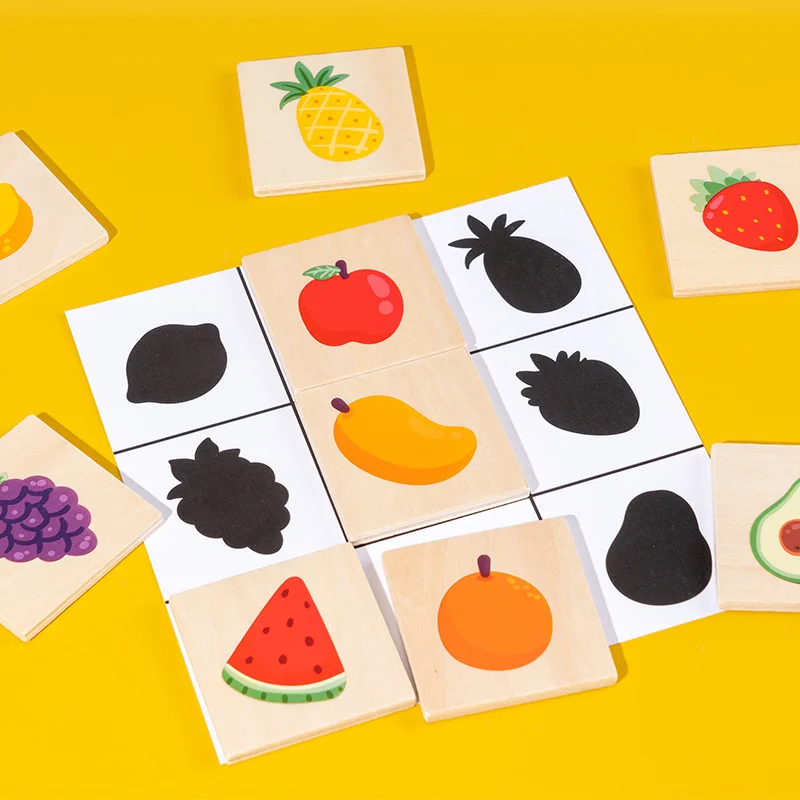 Find The Shadow Matched Images, Wooden Shape Matching Game, Montessori Preschool Educational Learning Toys for Children 4
