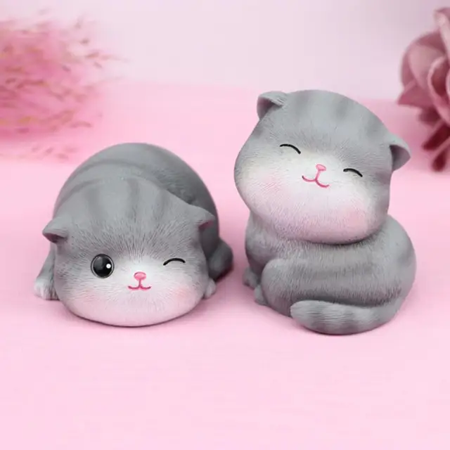 Miniature Figurine Decor Resin Cartoon Cat Micro Landscape Garden Car Dashboard 2