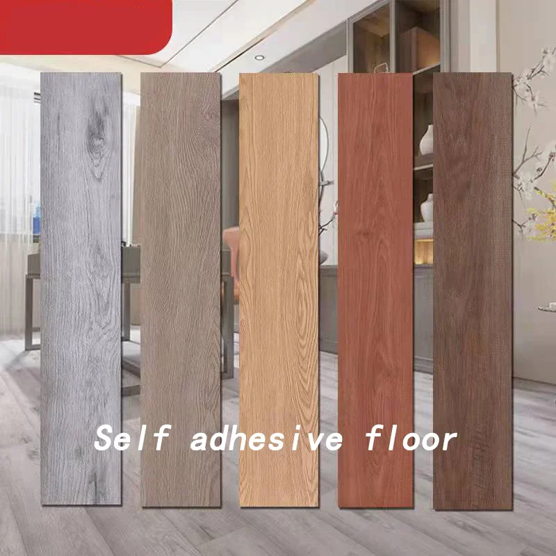 

Self-adhesive Wood Grain Floor Wallpaper PVC Foam Wall Stickers Waterproof Home Decoration for Living Room Toilet Kitchen