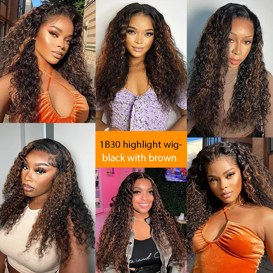 Blonde Highlight Wig Human Hair Curly Water Deep Wave 13X6 Hd Lace Frontal Wig 13X4 P4/27 1B30 Ombre Colored Front Wig For Women