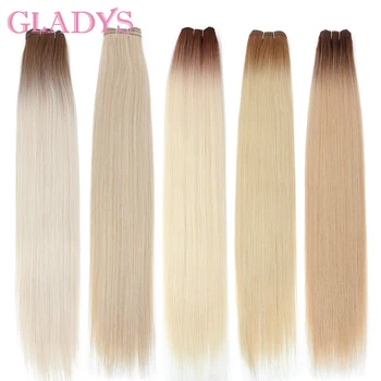 Gladys 200g Bone Straight Hair Bundles White Grey Bug Orange Synthetic Weave Hair Extensions 30 InchSew In Weft Full to End 1