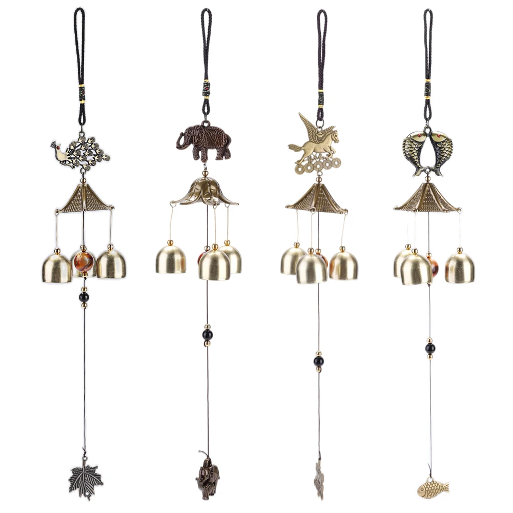 Metal Copper Wind Chime Pendant Door Decoration Alloy Bell Feng Shui Pendant Town House Lucky Cat Cat Money Shop Doorbell