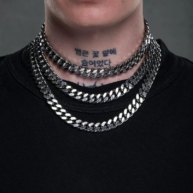 Choker Chain Cuban Link Choker 16 Inch Bethynas Punk Chunky Cuban