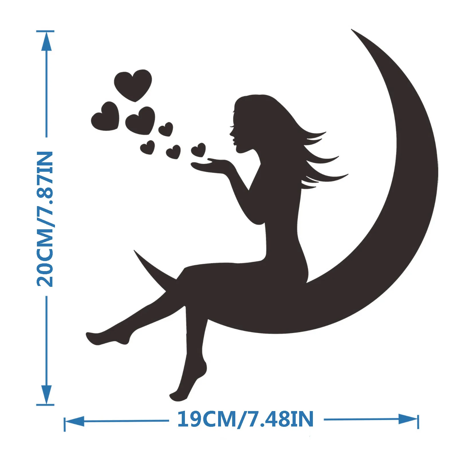 Wall Sticker Mirror Wall Sticker Acrylic Wall Sticker 3d Girl On Moon Mirror Stickers Valentine's Day Wallpaper Acrylic Waterproof Self-Adhesive Paper For Living Room