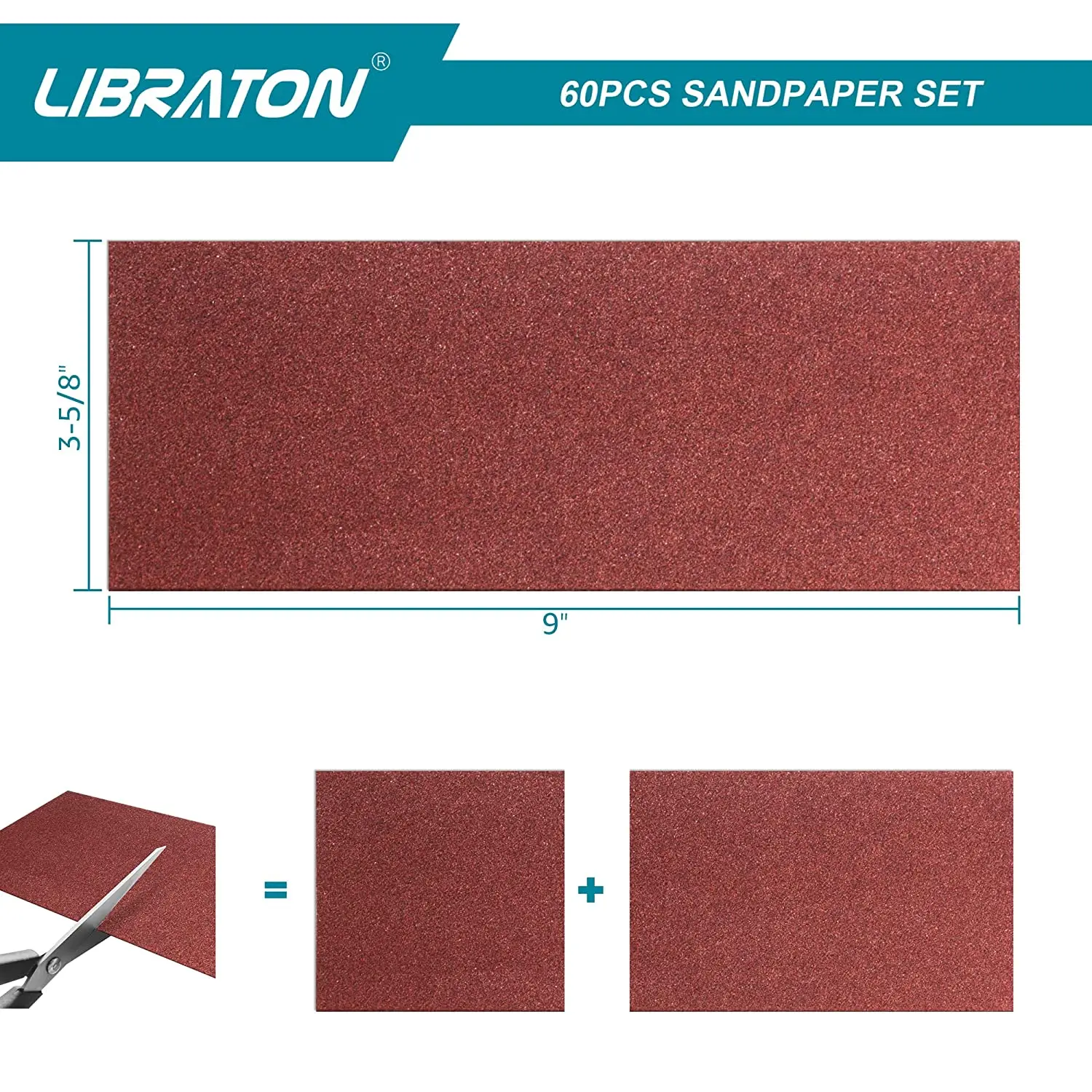 Libraton Sandpaper 60Pcs, Sand Paper, Sandpaper Assortment 80-600Grit, Assorted  Sandpaper for Wood, 80/120/400/600 Grit