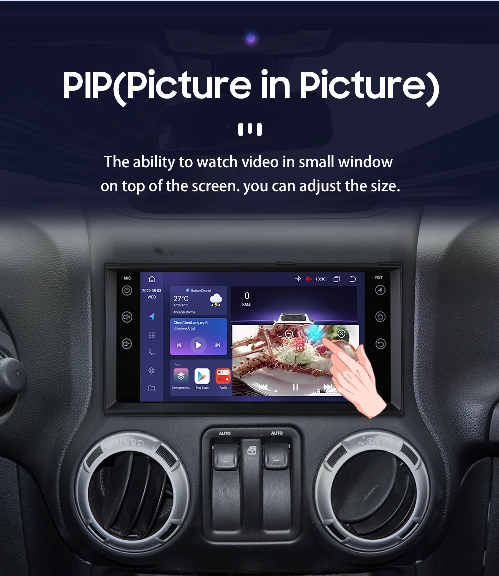 Hizpo 7" Android 13 for Jeep Cherokee Compass Commander Wrangler 300C Caliber Liberty Car Radio Stereo 4G+WIFI AI Voice GPS Navi
