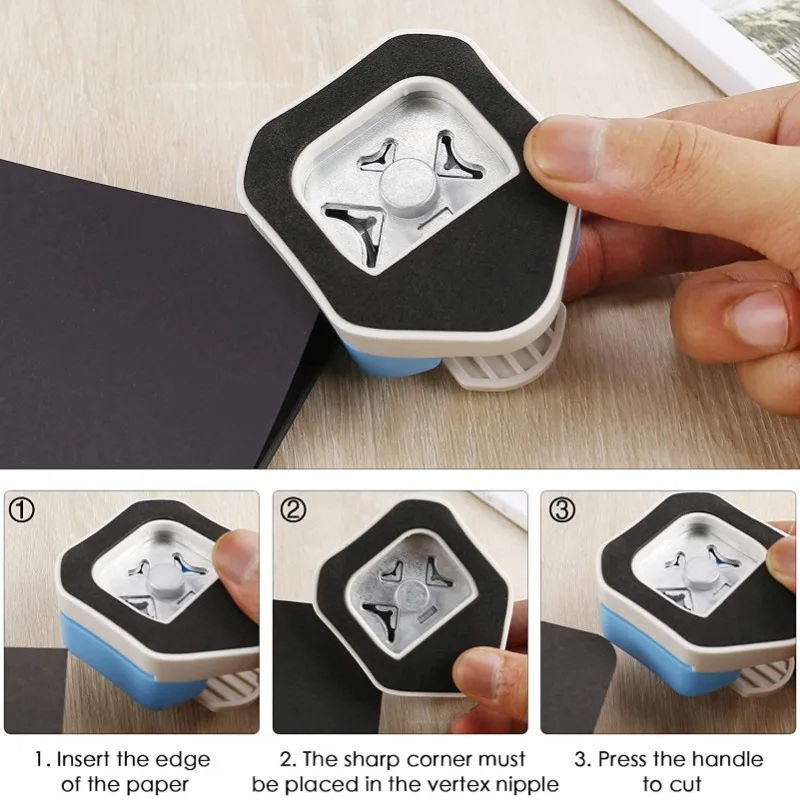3 in1 Mini Angolo Trimmer Angolo Durevole Più Rotondo Punch R4/R7/R10mm Angolo Rotondo Trimmer Taglierina di Carta FAI DA TE carta Scrapbooking Punch - immagine 4