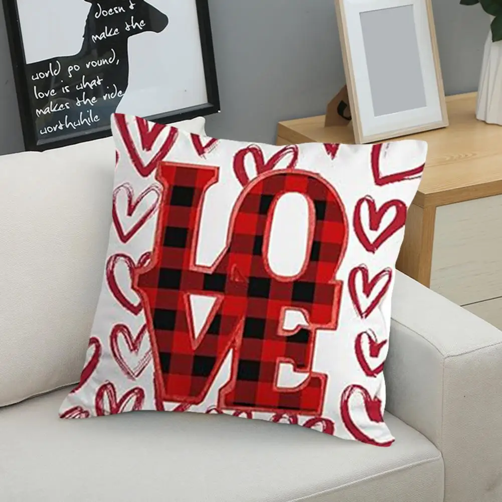 

Invisible Zipper Throw Pillow Covers Valentine's Day Red Buffalo Plaid Gnomes Pillow Covers for Festive Home for Pillows