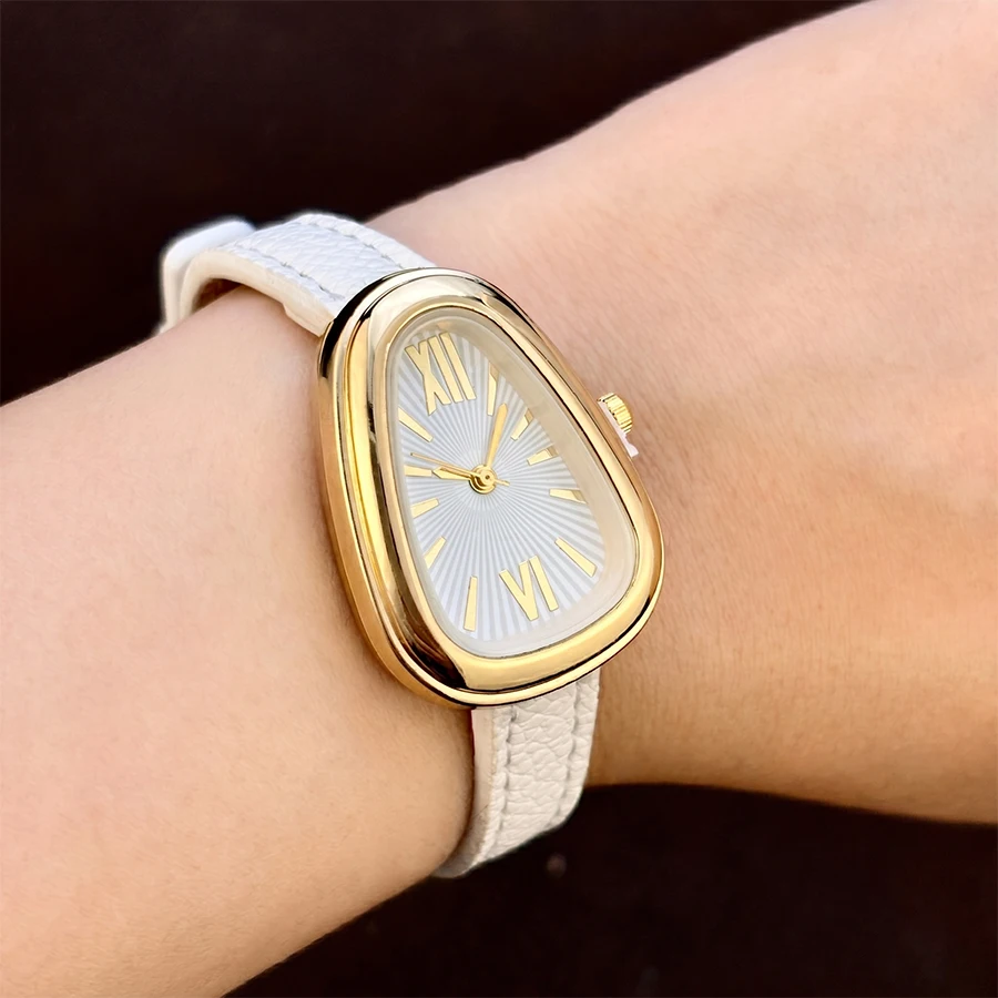 Vintage Gold Watch with Angora Red Leather Strap
