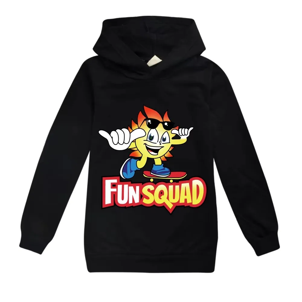 Fun Squad Kids Hoodies Boys Girls Cotton Sweatshirts Fashion Autumn Spring Clothing Long Sleeve Tops Birthday Gifts Clothing