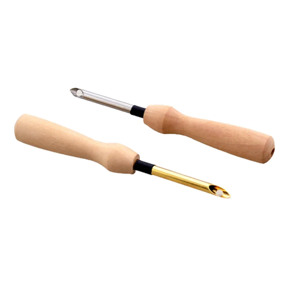 Sewing Punch Needle Knitting Embroidery Pen Wooden Handle Weaving Sewing Felting Craft Punch Threader DIY Sewing Accessories