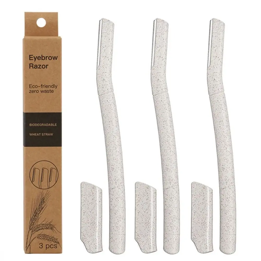 3/6/9PCS Wheat Straw Dermaplaning Blade Biodegradable Eco-friendly Facial Hair Razor Stainless Steels Eyebrow Shaper Women