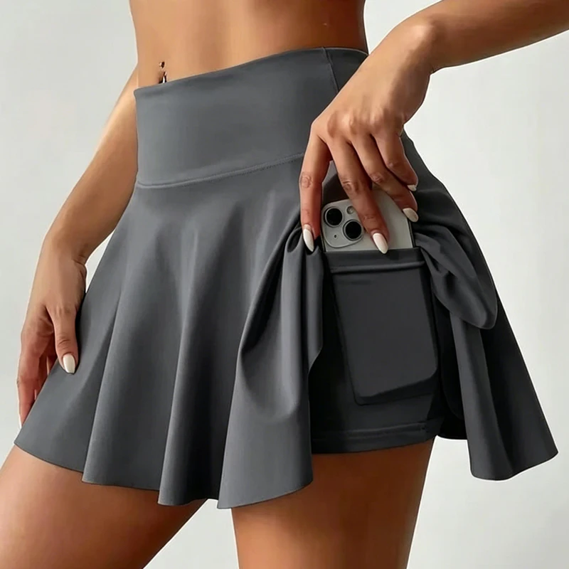 Jupe d'été pour femmes, couleur unie, taille haute, respirante, mini-jupe séduisante, séchage rapide, confortable.