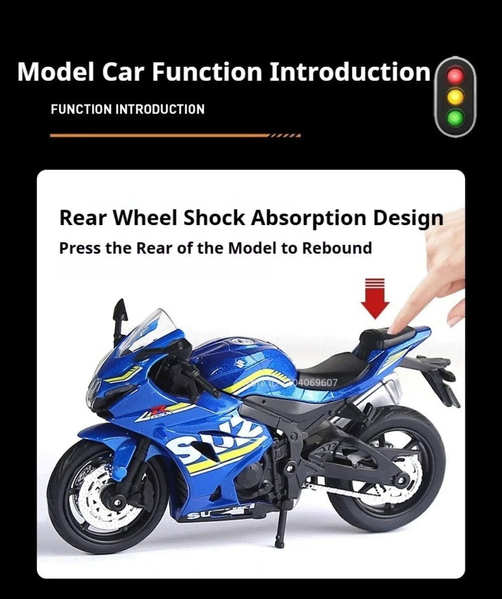 1:18 HAYABUSA GSX1000R R1 Motorrad Spielzeug Legierung Körper Gummi Reifen CBR1000RR Stoßdämpfung Modell Auto Modelle Junge Dekorative Artikel – Detail 2