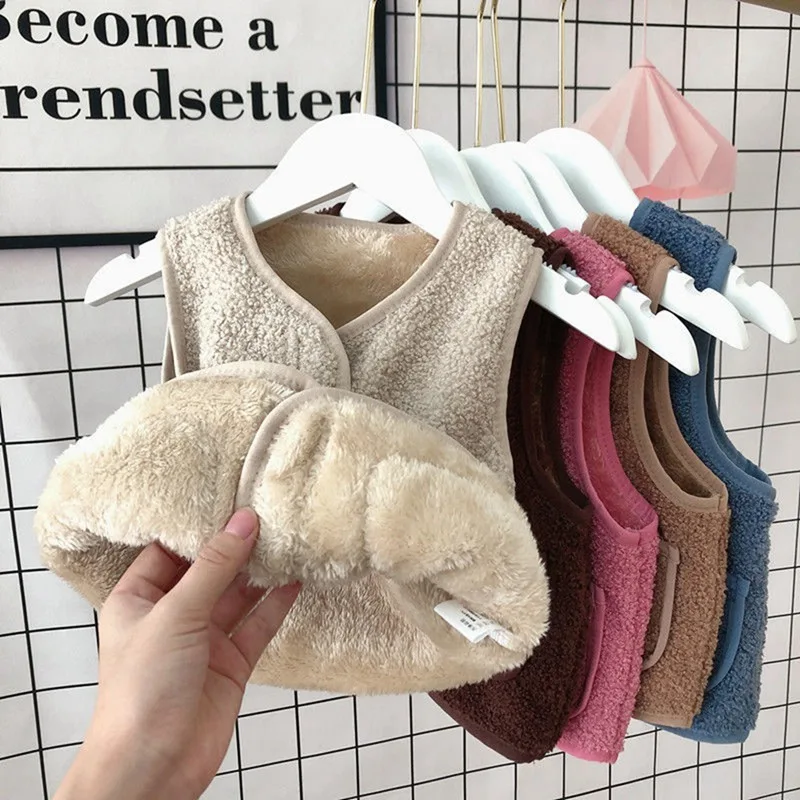 Children Vest Little Girls Boys Fleece Vest Outerwear Lightweight Solid Cute Fall Winter Jacket Clothes with Pockets
