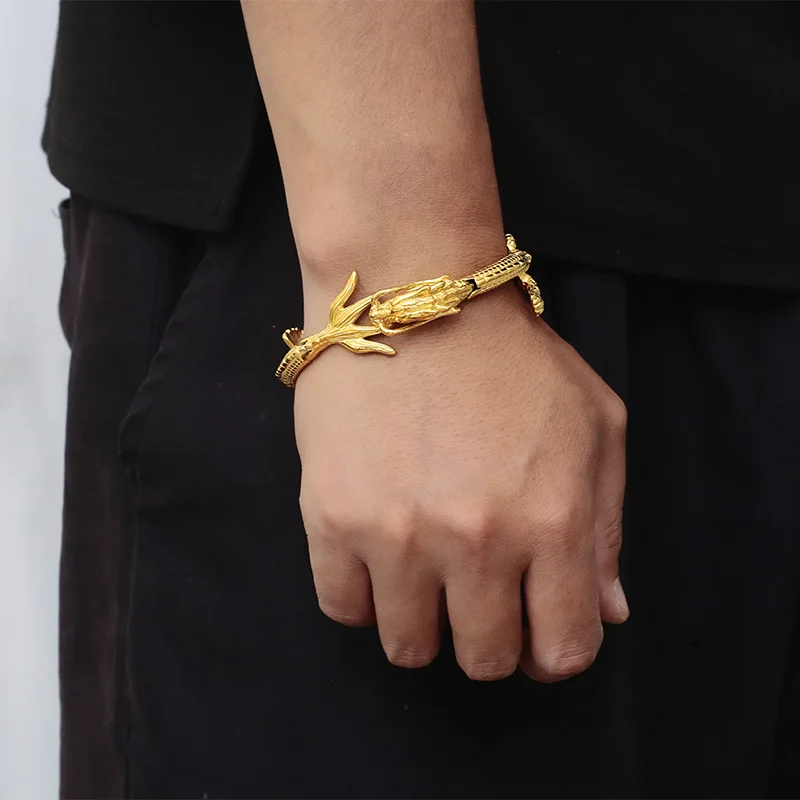 Fongten 21 cm Drogan-Ketten-Charm-Armband für Männer, hochwertige Romantizität, ethnische Dekorationen, Handgelenk, Modeschmuck, Geburtstagsgeschenke – Detail 2