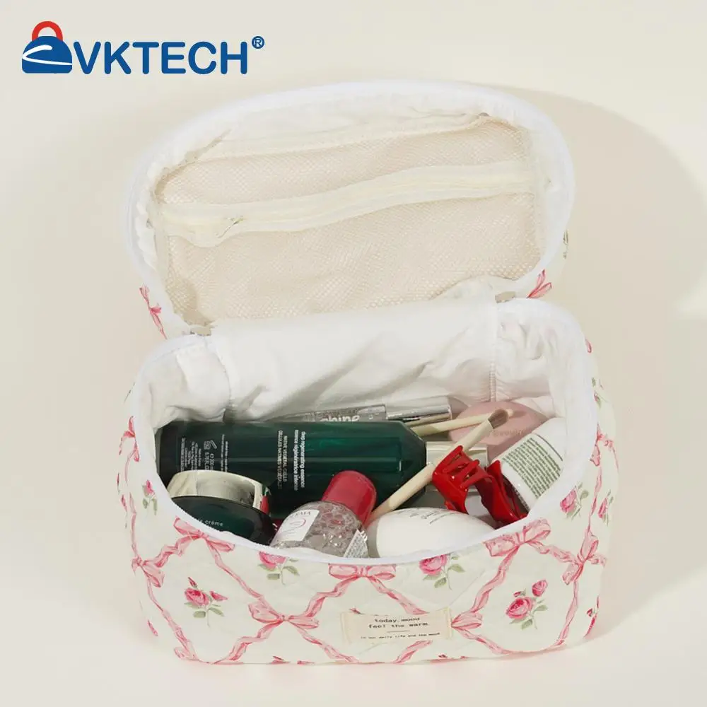 메이크업 가방 세트 화장품 거치대 가방, 대용량 퀼트 휴대용 화장품 파우치, 야외 여행용 에스테틱 코튼, 3 개