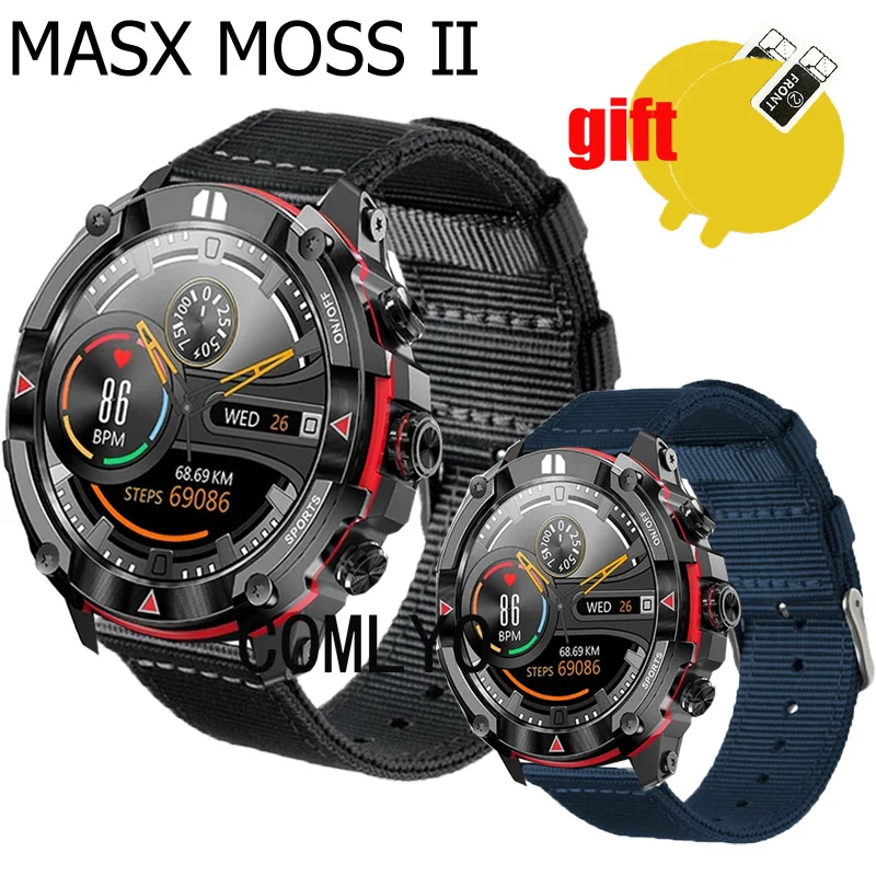 

3in1 Wristband for MASX MOSS Ⅱ Strap Smart watch Band Nylon Canva Belt Screen Protector