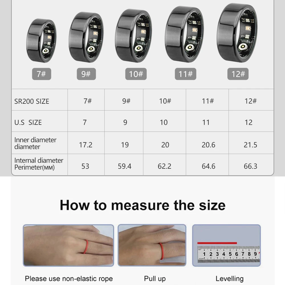 SR02 Smart Ring Stainless Steel Health Monitoring Life Waterproof Multi-sport Modes Heart Rate Blood Oxygen Tracker Ring