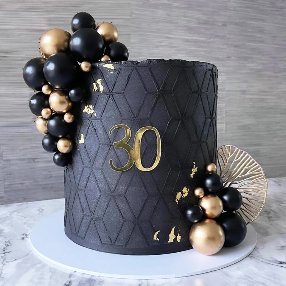 75 PCS Black & Gold Cake Decoration Balls With Happy Birthday Pick - Foam Cake Topper Set For Parties, Weddings, Baby Showers - View #5