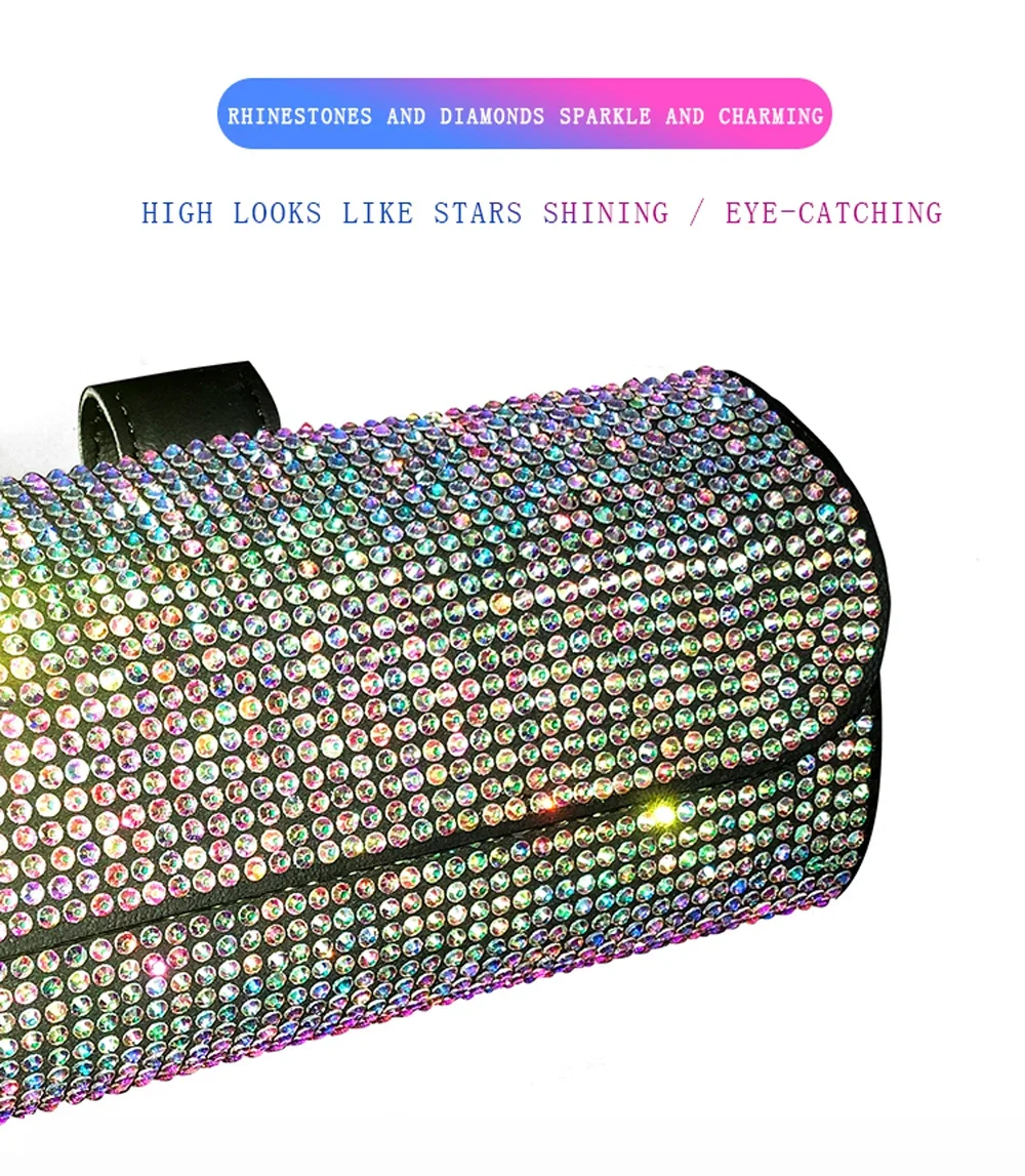 Diamond Car Glasses Case Sunglasses Storage Box Glasses Holder Sun Visor Case Bling Car Assessoires Interior for Women sunglasses holder sunglasses clip glasses holder eyeglass holder eyeglasses storage holder sunglasses case