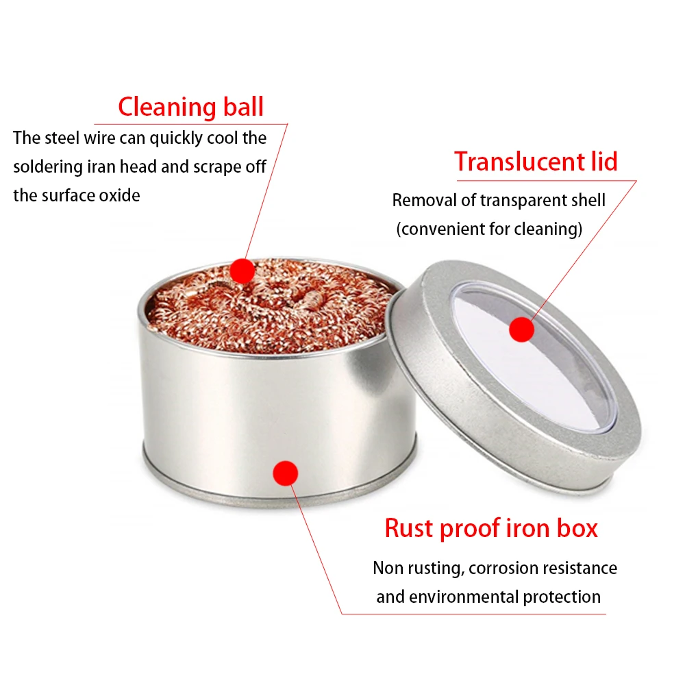 Soldering Iron Tip Cleaner Metal Wire Welding Desoldering Soldering Solder Iron Tip Dross Cleaner Cleaning Steel Ball Mesh Filter Tin Remove