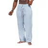 Men's Cotton Linen Pants Casual Loose Straight Pants Lightweight Drawstring Beach Trousers Mens Trousers 5