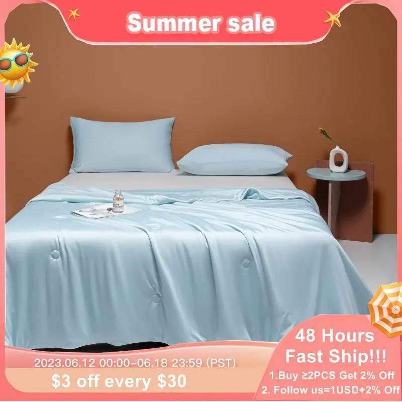 

Summer Cooling Blanket Lightweight Silky Air Conditioner Solid Color Quilt Breathable Quilt Core Quilted Cooling Blanket 담요