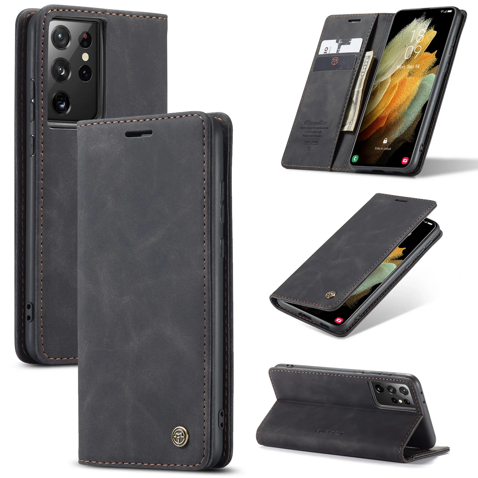For Samsung Galaxy S21 Ultra S21 Plus 5g Leather Case,caseme Retro
