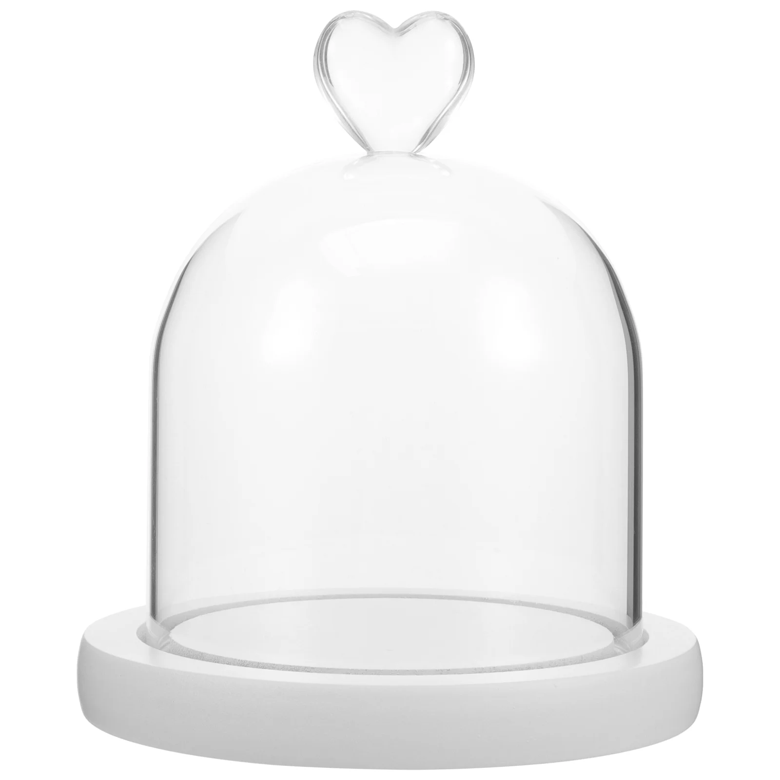 

English title: Rustic Wooden Base Decorative Display Case Heart Top Handle Dried Flower Storage Jars