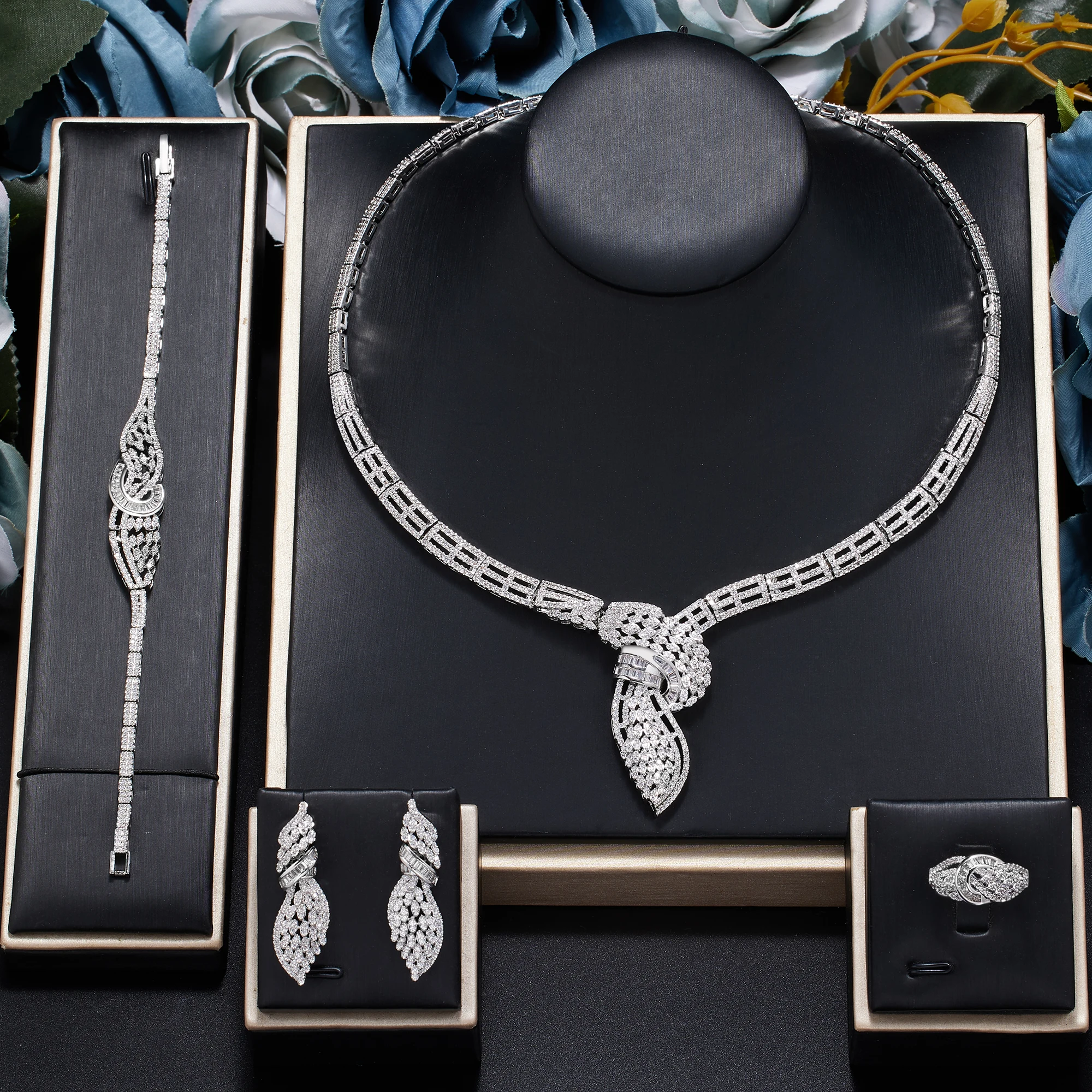 

Ingenious 2023 New 4 shiny Cubic zirconia Nigeria Africa Luxury Wedding Party Bridal Jewelry Set