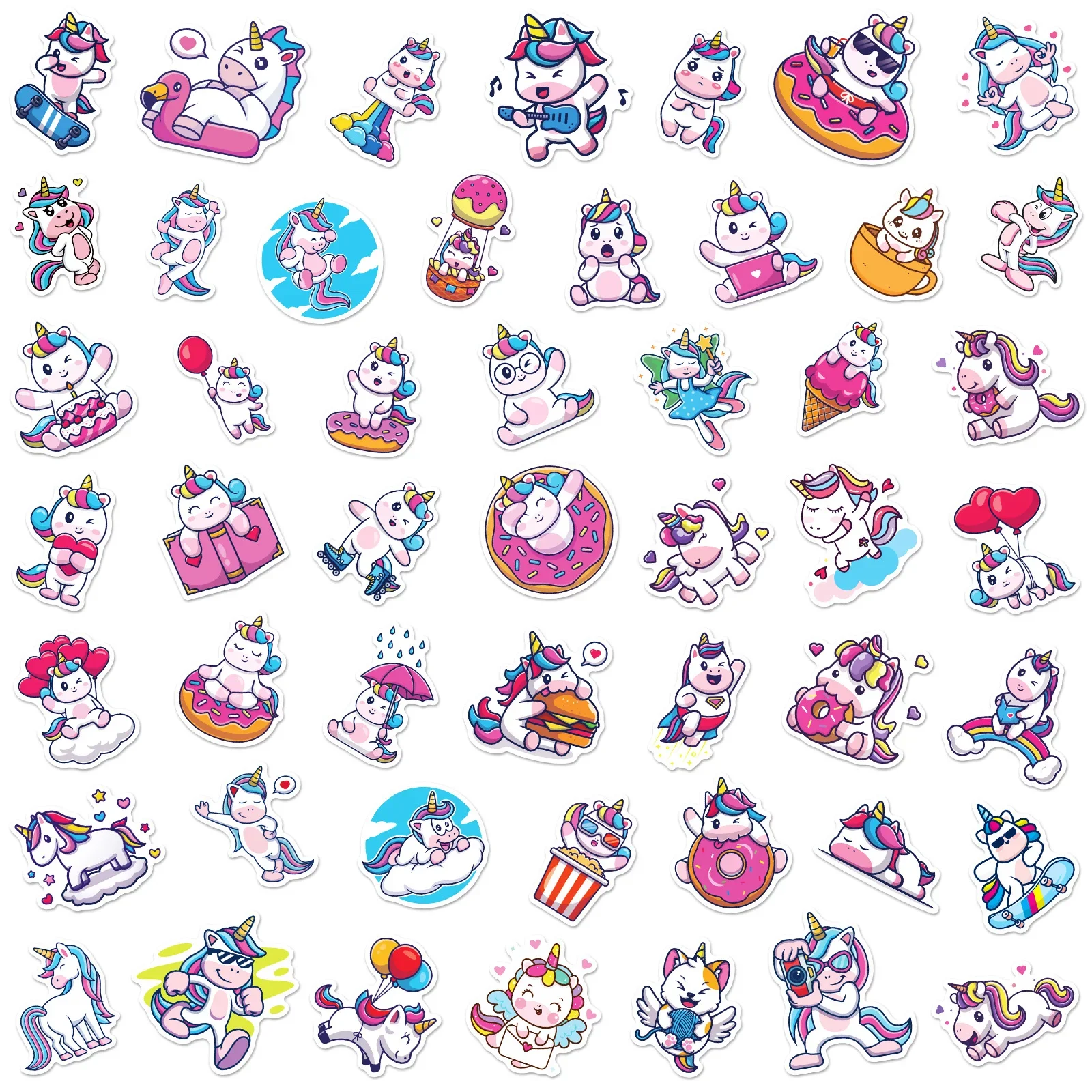 50pcs Unicorn Kids Stickers Scrapbook DIY Star Love Children's Room Sticker Scrapbooking decorative stickers
