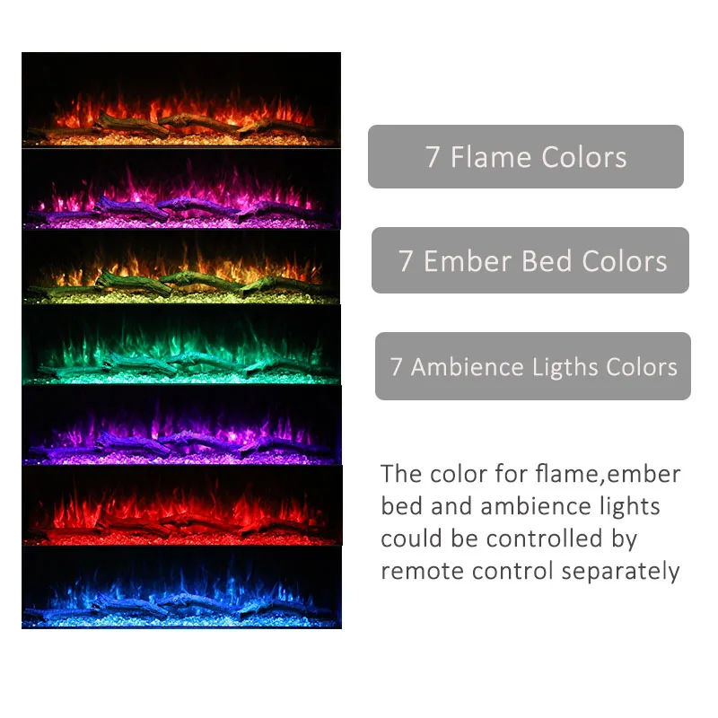 Description Picture 4 of itemNew Modern Built-in Electric Heater 120v 220v Fireplace 3D Wall LED Flame Heater Insert Electric 72 Inch Fireplace Linear
