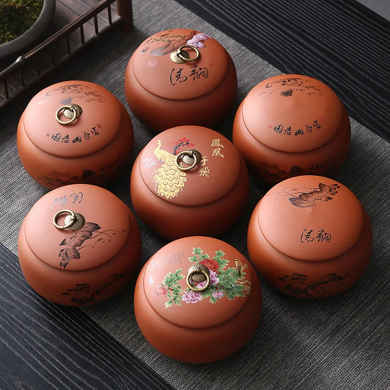 Purple Clay Tea Jar Ceramic white tea big red robe black tea sealed jar ceramic jars Ceramic Coffee candy food storage can