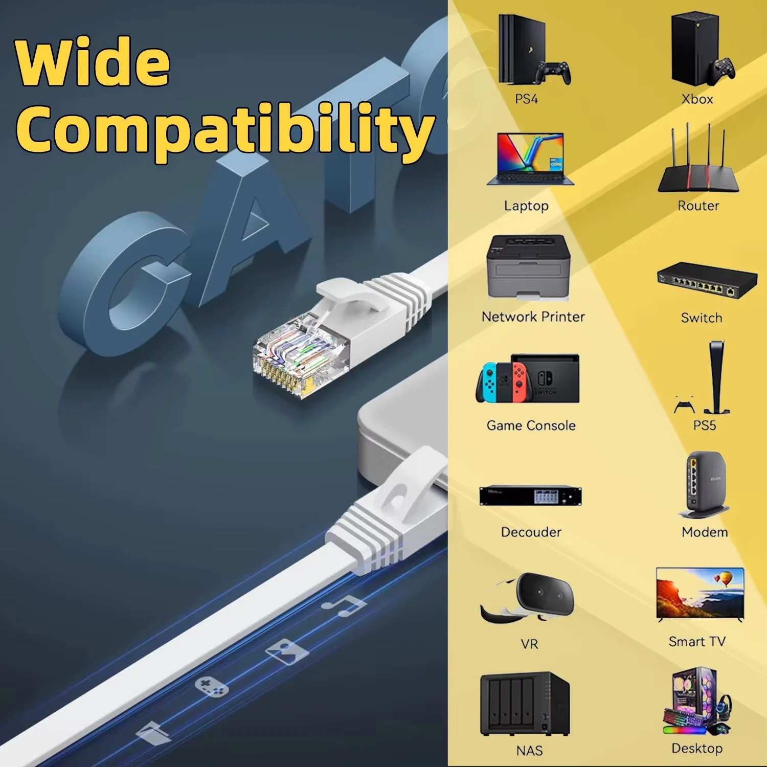 CAT6 Ethernet Cable Flat UTP Network Cable 50M RJ45 Patch LAN 0.1M 0.2M 0.3M 20M 50M