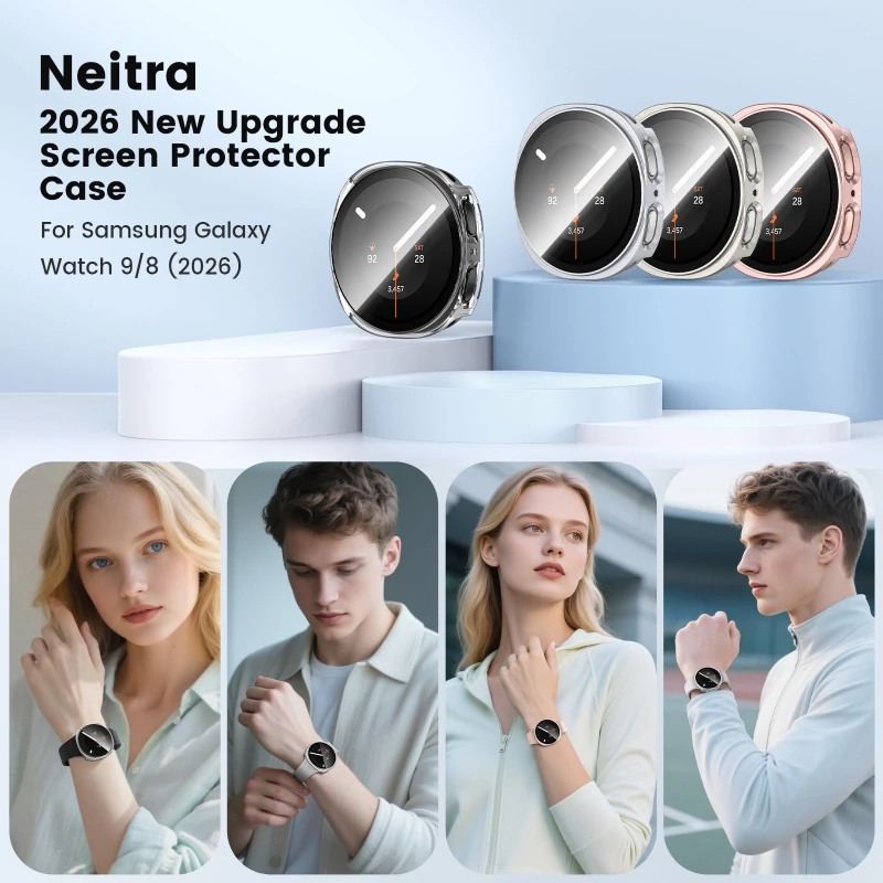 2-Pack Tempered Glass Screen Protector and Shell Case for Smartwatch - Anti-Scratch Bumper Design