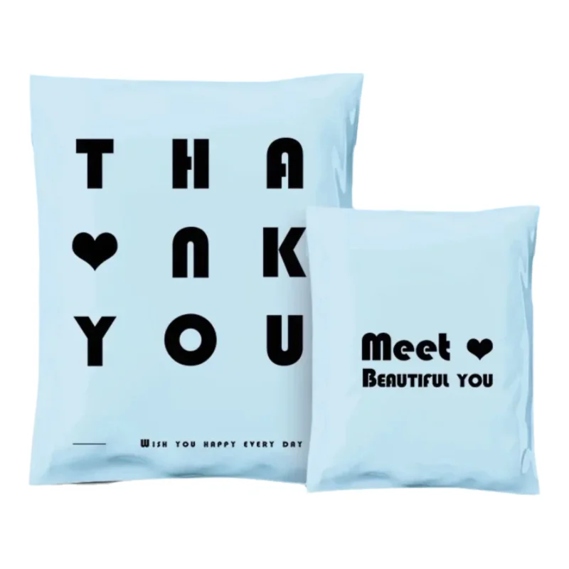 20Pcs 불투명 PE 플라스틱 익스프레스 봉투 보관 가방 블루 가방 블랙 로고 컬러 메일링 가방 자체 접착 씰 택배 가방