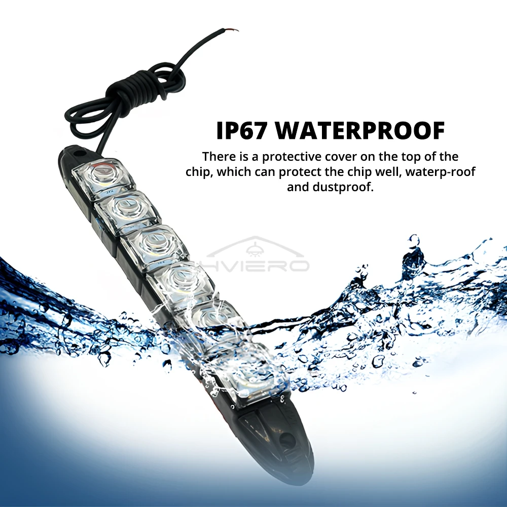 자동차 주간 야간 주행등, 6LED 자동 SMD 12V 장식 유연한 고출력 램프 스트립, 화이트 블랙 쉘 슈퍼 브라이트 전구