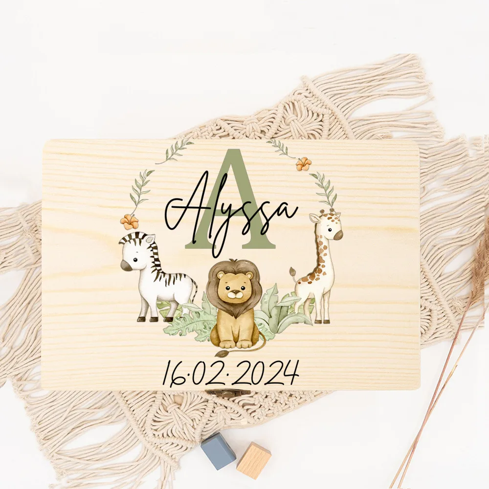 Personalized Baby Wooden Memory Box Newborn Birth Stats Keepsake Umbilical Cord Box Shower Gift