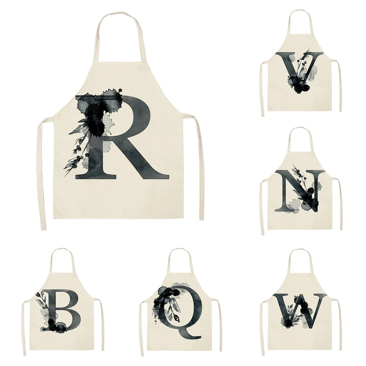 

Home wreath Letter Pattern Apron Women Men child Linen Stain Resistant Apron Cooking Household Cleaning Tool Kitchen Utensils