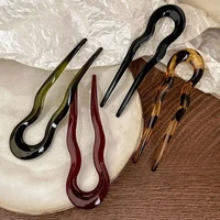 U-Shaped Hair Fork Fashion Tortoiseshell Acetate Hairpin Geometric Design Headwear Hair Sticks Women Girls Hair Accessories - Image 6