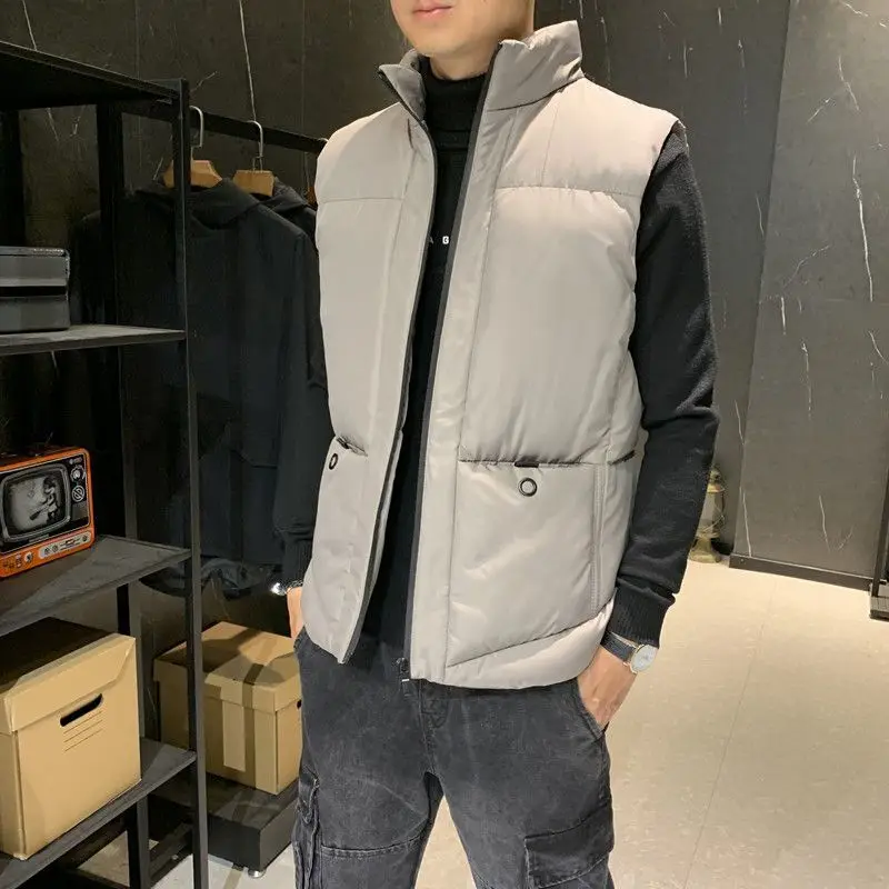 Casual Fashion Waistcoat Vest Men's Autumn and Winter New Collar Vest Korean Version Coat Sports Large Size Thickened Men Jacket