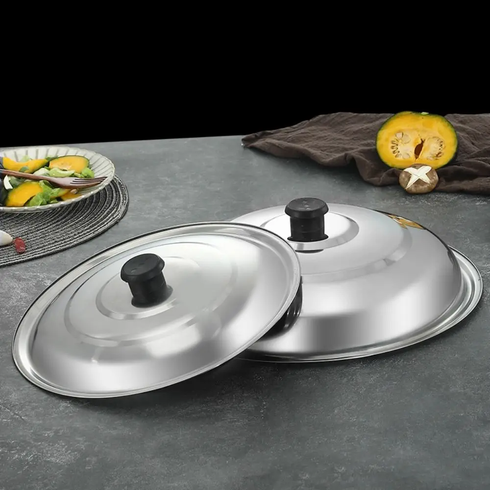 Black Plastic Knot Stainless Steel Pot Lid Household Anti-Spill Anti-Scald Wok Lid 32/34/36/38/40cm Round Pot Cover Skillets silicone covers glass pot lid silicone pot lid glass lid grease splatter guard pot pan protectors